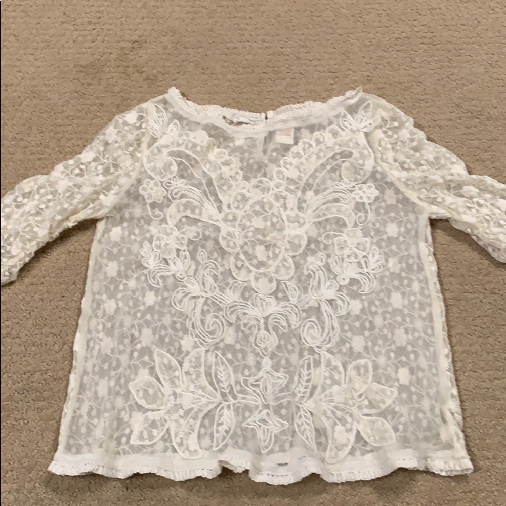 Cream lace top.